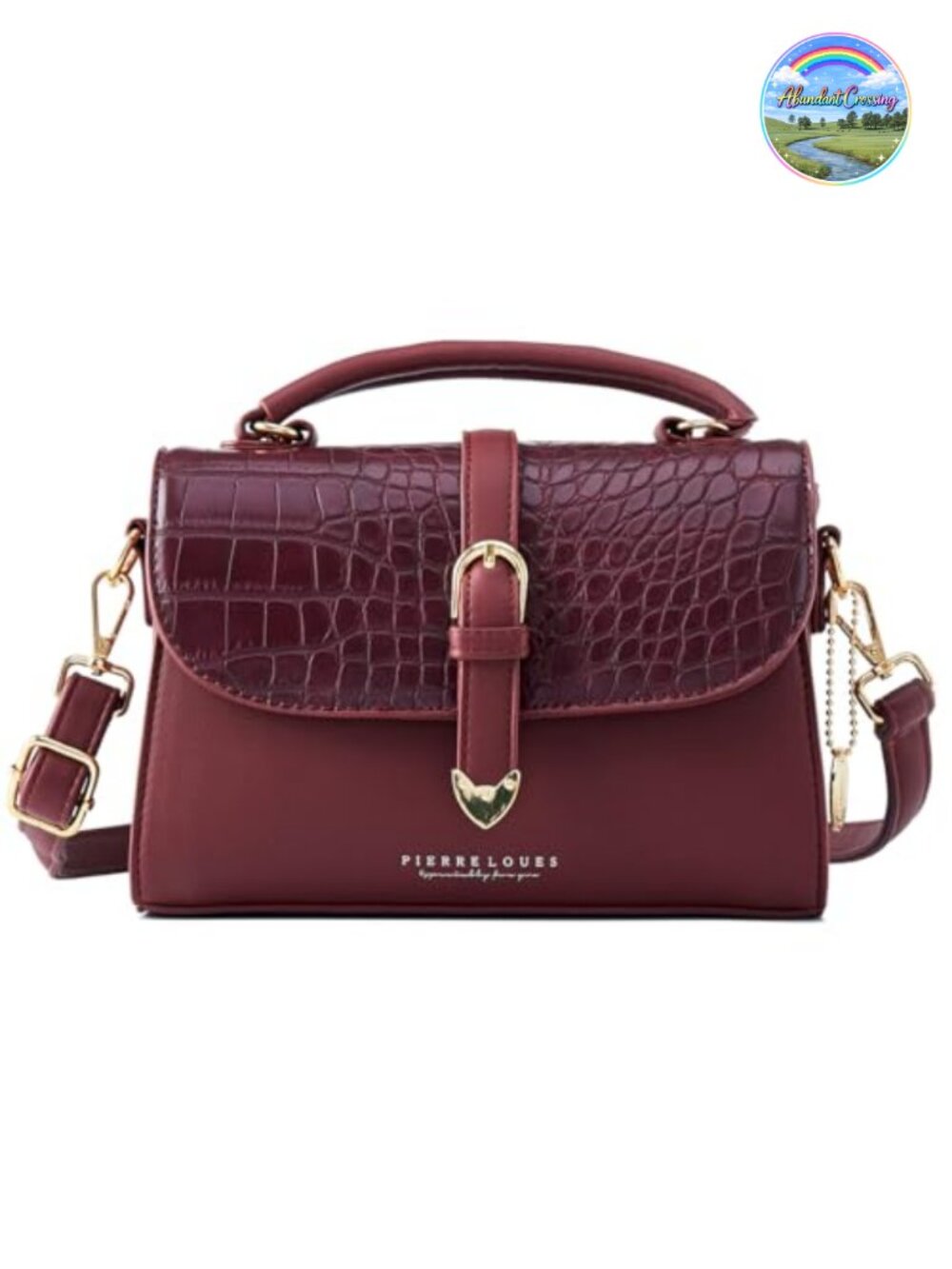 Crocodile Embossed Faux Leather Satchel Crossbody Bag with Top Handle